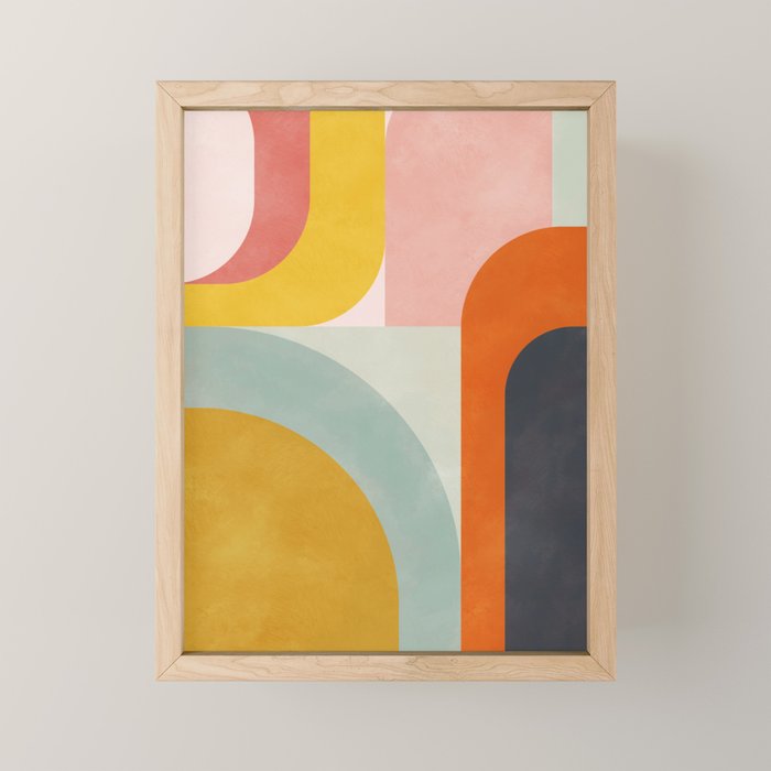 mid mod geometric shapes summer Mini Art Print Gallery Image 1