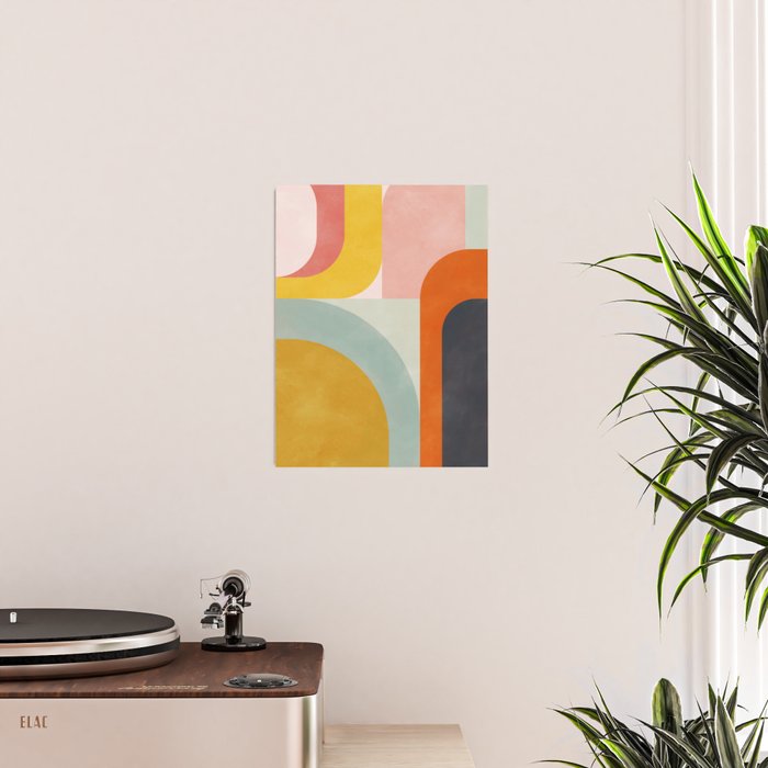 mid mod geometric shapes summer Poster Gallery Image 2
