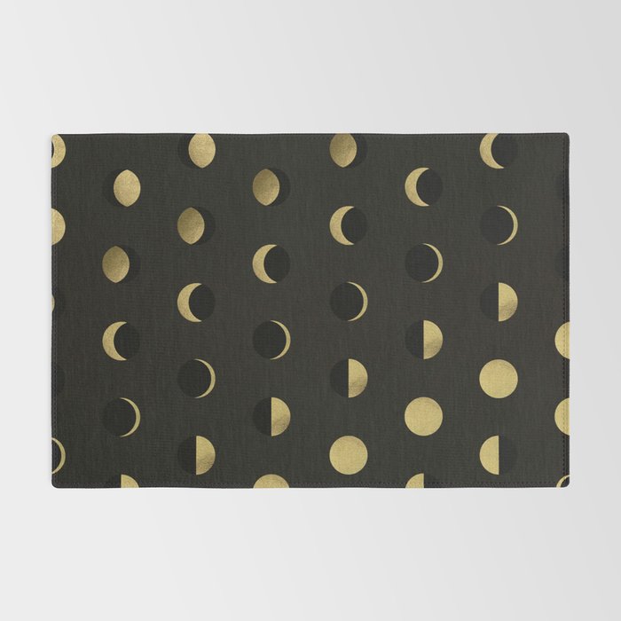The Lunar Cycle â¢ Phases of the Moon - Black & Gold Palette Rug Gallery Image 2