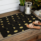 The Lunar Cycle â¢ Phases of the Moon - Black & Gold Palette Outdoor Rug Gallery Image 2