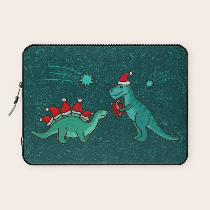 Cute Christmas Dinosaurs Dinos Dinosaur Laptop Sleeve Gallery Image 1