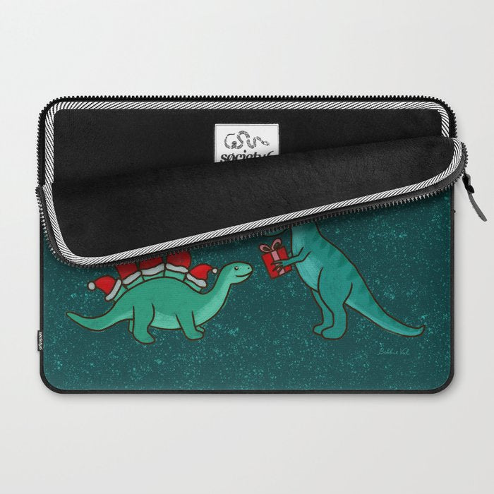 Cute Christmas Dinosaurs Dinos Dinosaur Laptop Sleeve Gallery Image 2