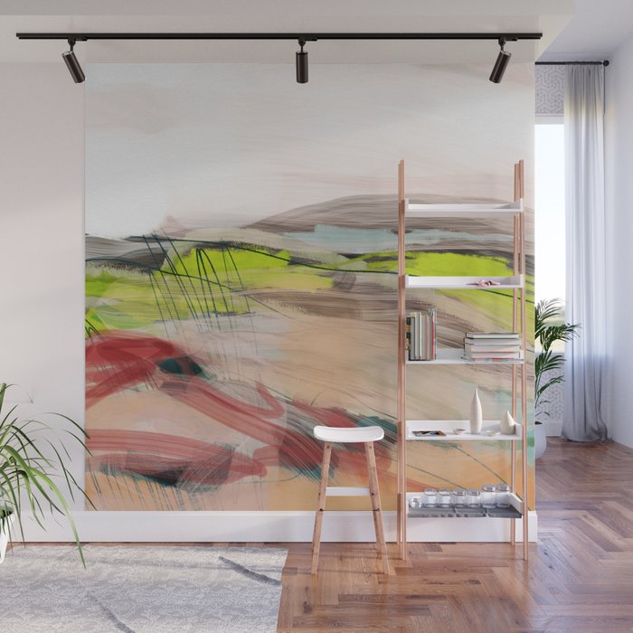 landscape in pastel abstract Wall Mural Gallery Image 1