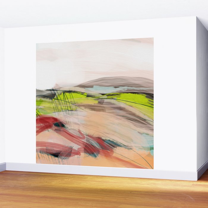 landscape in pastel abstract Wall Mural Gallery Image 2