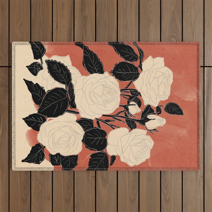 White Roses 4 Outdoor Rug Gallery Image 1