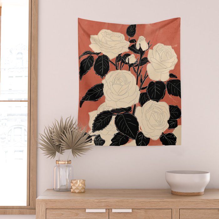 White Roses 4 Wall Tapestry Gallery Image 2