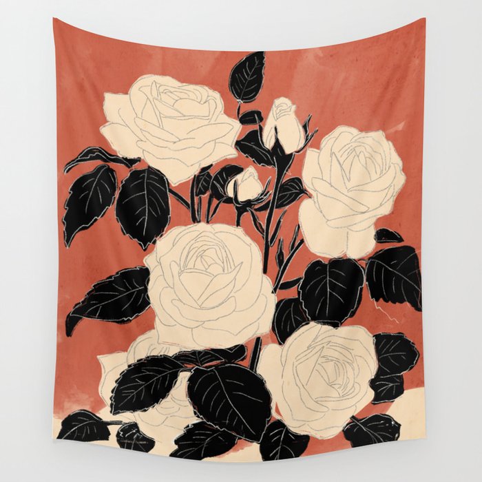 White Roses 4 Wall Tapestry Gallery Image 1