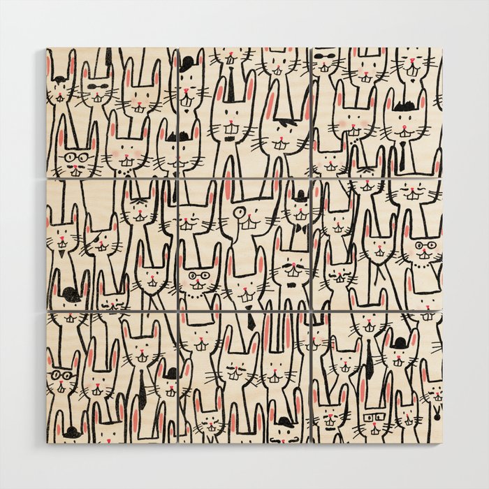 Bunny family Wood Wall Art Gallery Image 1