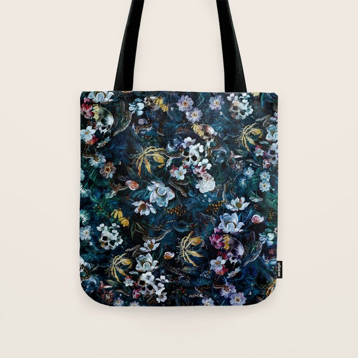 Skull Snake and Flowers Tote Bag Gallery Image 1