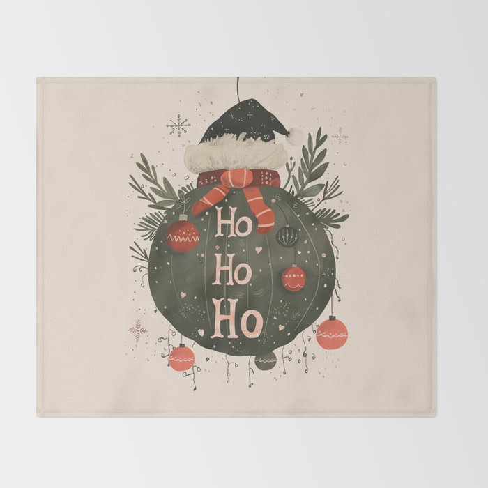Festive Ho Ho Ho Bauble Throw Blanket Gallery Image 2