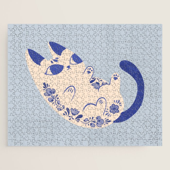 Purrcelin Cat Butt - Charming Delft Pottery Kitty Jigsaw Puzzle Gallery Image 1