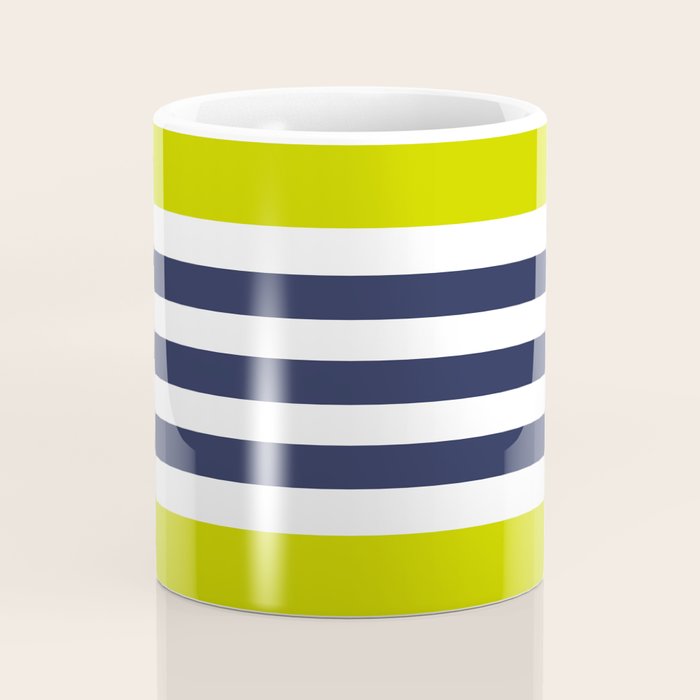 Modern Classy Navy Blue Lime Green STRIPES Coffee Mug Gallery Image 4