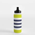 Modern Classy Navy Blue Lime Green STRIPES Water Bottle Gallery Image 2