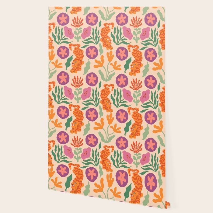 Whimsical and Fierce! // Tiger Pattern Wallpaper Gallery Image 2