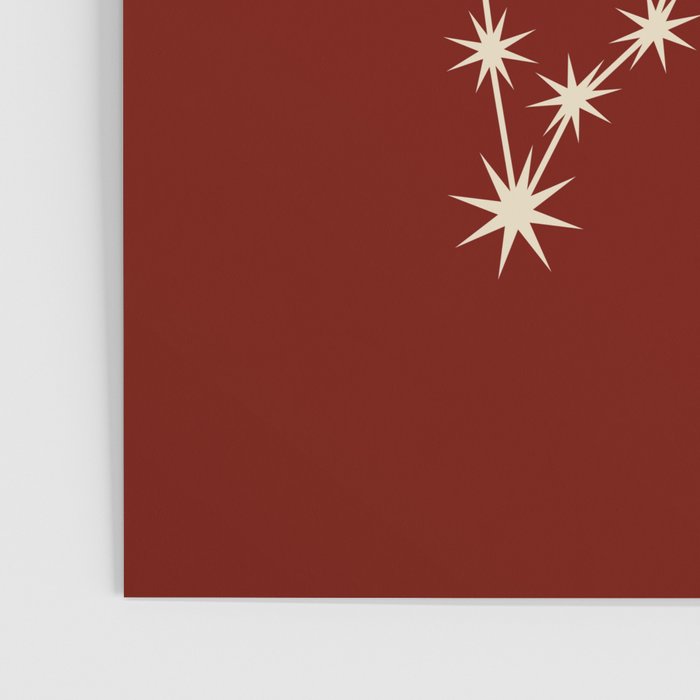 Pisces Zodiac Star Constellation Line Art Ruby Red Poster Gallery Image 3