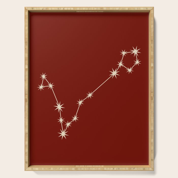Pisces Zodiac Star Constellation Line Art Ruby Red Serving Tray Gallery Image 1