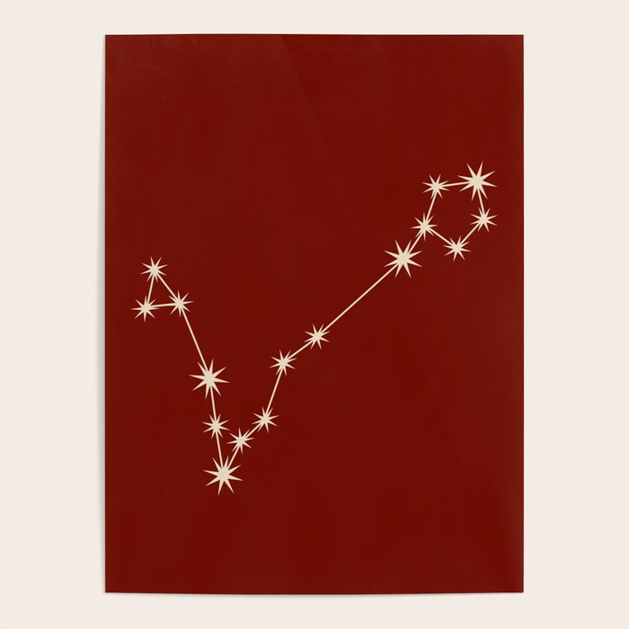 Pisces Zodiac Star Constellation Line Art Ruby Red Poster Gallery Image 4
