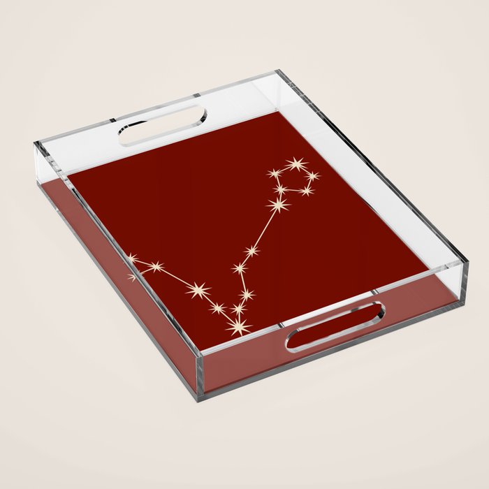 Pisces Zodiac Star Constellation Line Art Ruby Red Acrylic Tray Gallery Image 1