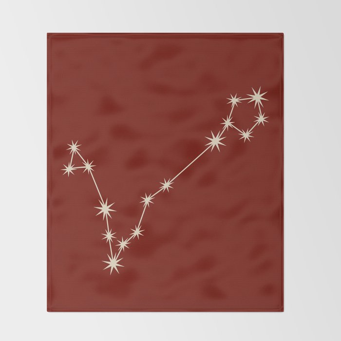 Pisces Zodiac Star Constellation Line Art Ruby Red Throw Blanket Gallery Image 2