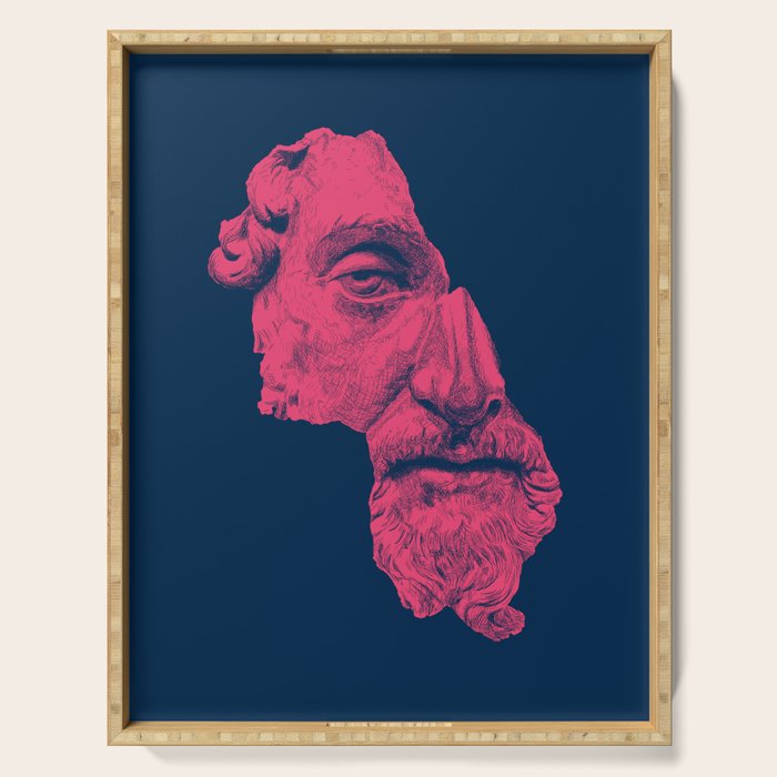 MARCUS AURELIUS ANTONINUS AUGUSTUS / prussian blue / vivid red Serving Tray Gallery Image 1
