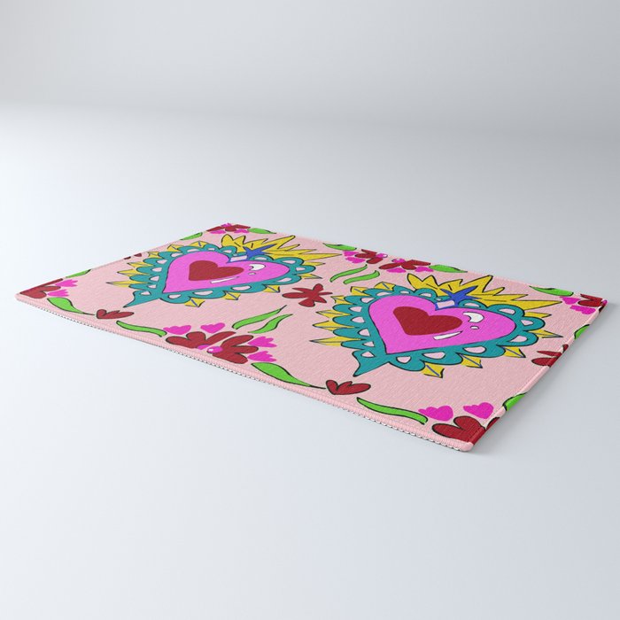 Hot Pink Sacred Hearts Rug Gallery Image 3