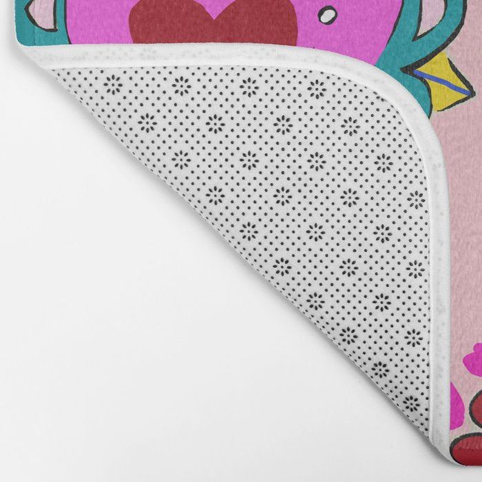 Hot Pink Sacred Hearts Bath Mat Gallery Image 2