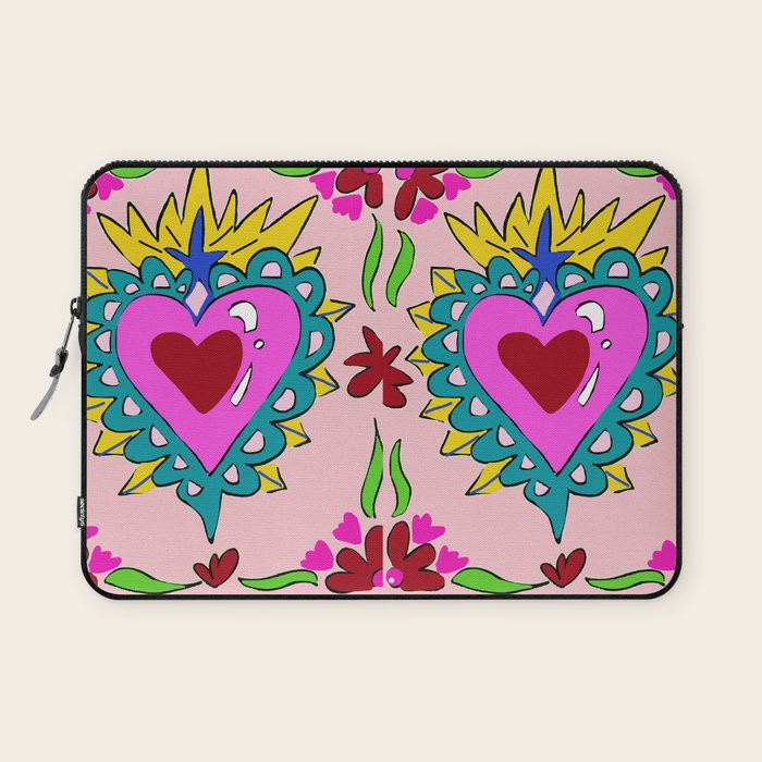 Hot Pink Sacred Hearts Laptop Sleeve Gallery Image 1