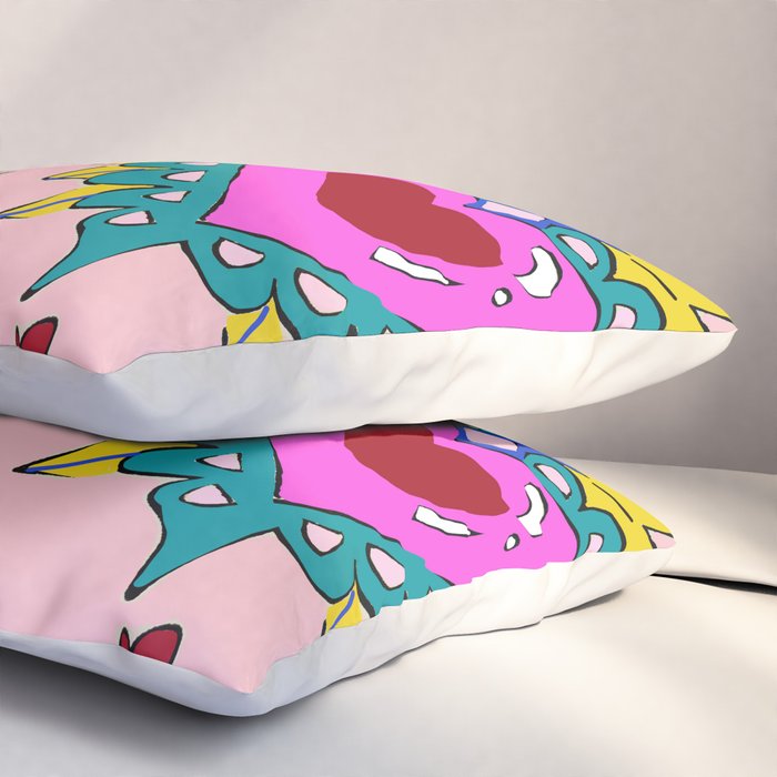 Hot Pink Sacred Hearts Pillow Sham Gallery Image 3