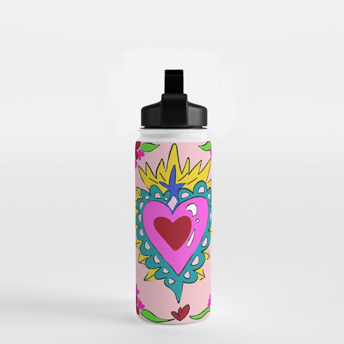 Hot Pink Sacred Hearts Water Bottle Gallery Image 2