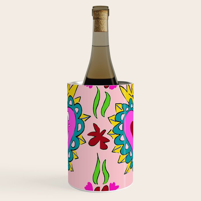 Hot Pink Sacred Hearts Wine Chiller Gallery Image 1
