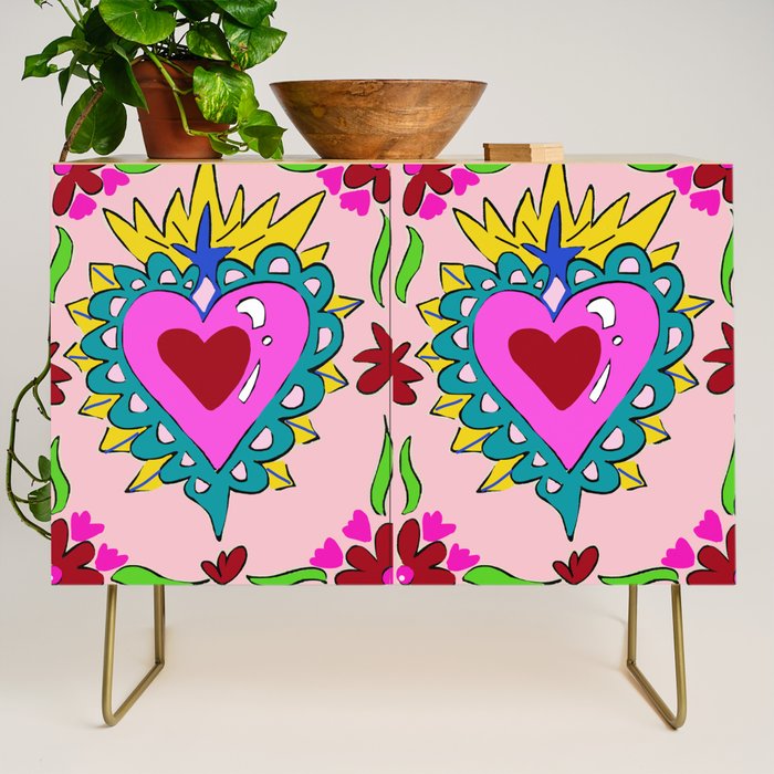 Hot Pink Sacred Hearts Credenza Gallery Image 1