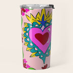 Hot Pink Sacred Hearts Travel Mug Gallery Image 2