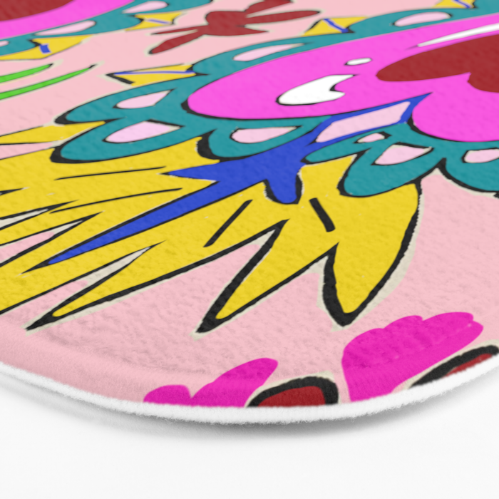 Hot Pink Sacred Hearts Bath Mat Gallery Image 3