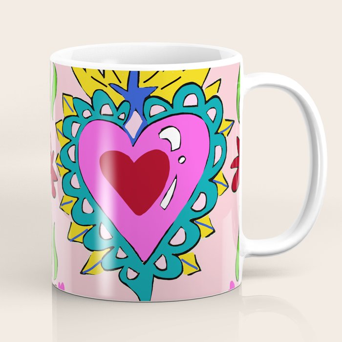 Hot Pink Sacred Hearts Coffee Mug Gallery Image 1