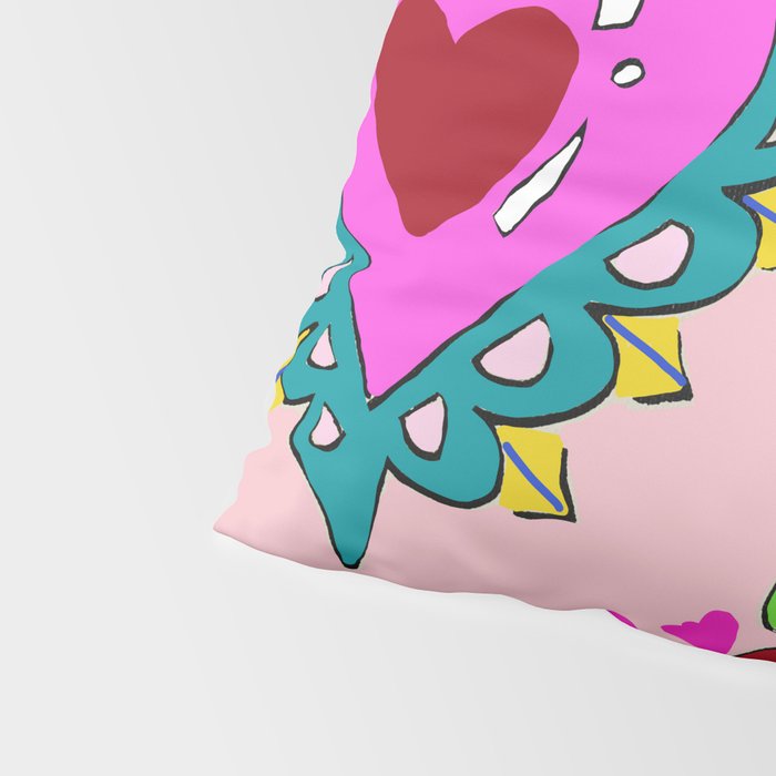 Hot Pink Sacred Hearts Pillow Sham Gallery Image 4