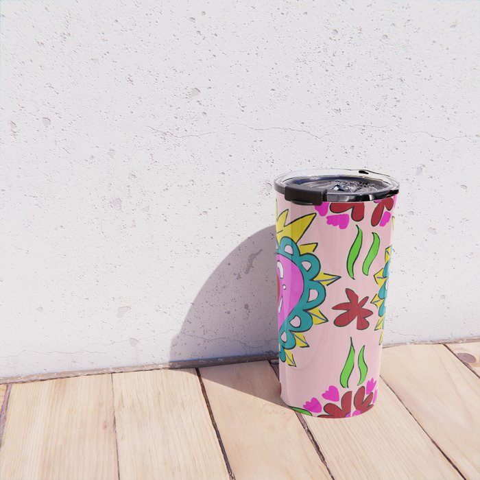 Hot Pink Sacred Hearts Travel Mug Gallery Image 4