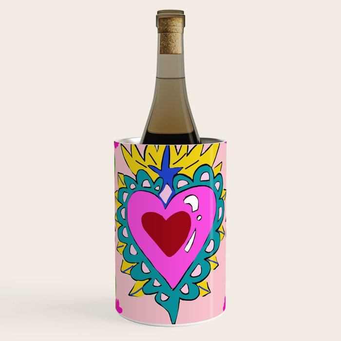 Hot Pink Sacred Hearts Wine Chiller Gallery Image 2