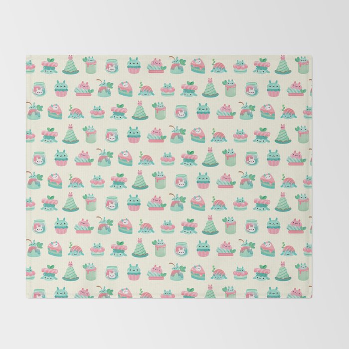 Choco Mint Rabbit Throw Blanket Gallery Image 2