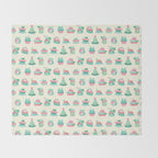 Choco Mint Rabbit Throw Blanket Gallery Image 2