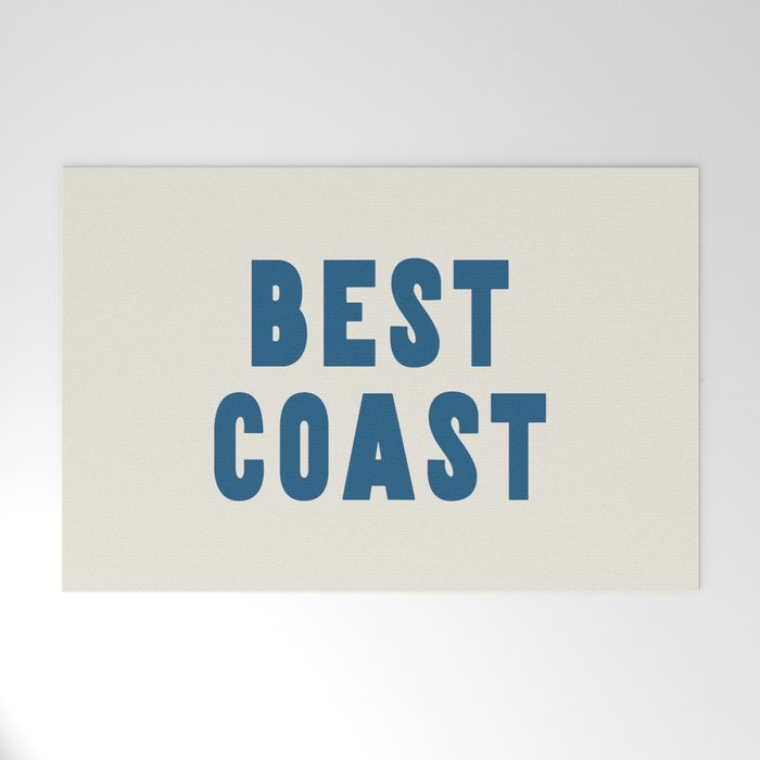 Best Coast - Navy Blue and Beige Typography Welcome Mat Gallery Image 1