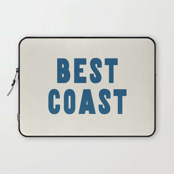 Best Coast - Navy Blue and Beige Typography Laptop Sleeve Gallery Image 1