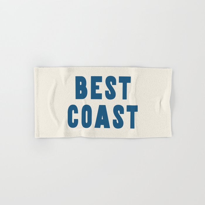 Best Coast - Navy Blue and Beige Typography Bath Towel Gallery Image 1