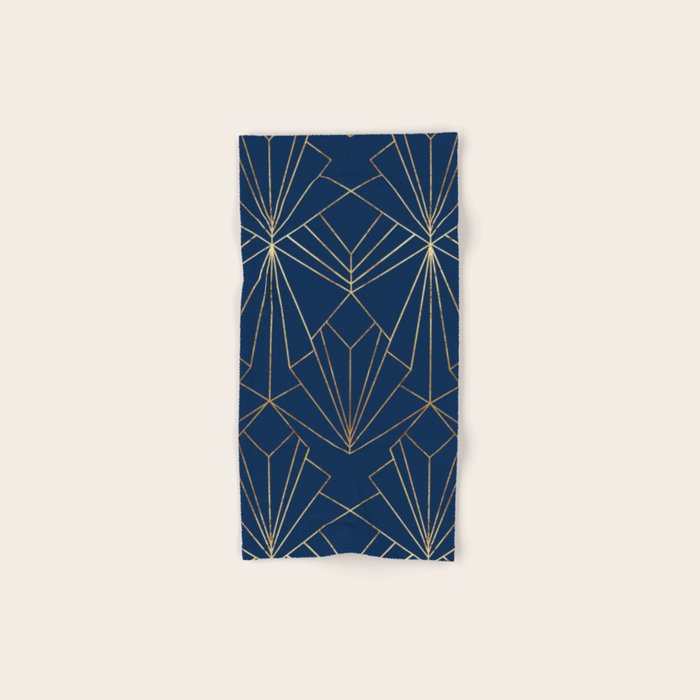 Navy Blue Art Deco - Large Scale Bath Towel