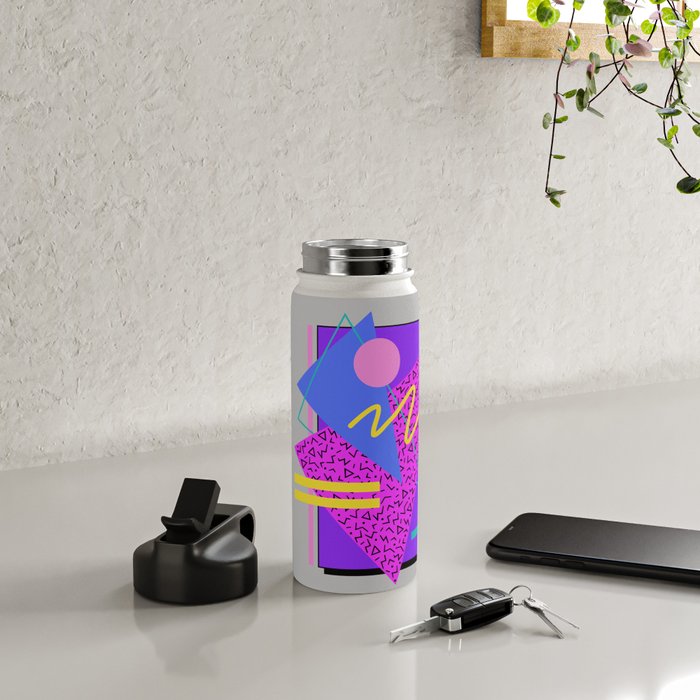 Memphis Pattern 134 - 80s and 90s Retrowave Water Bottle Gallery Image 4