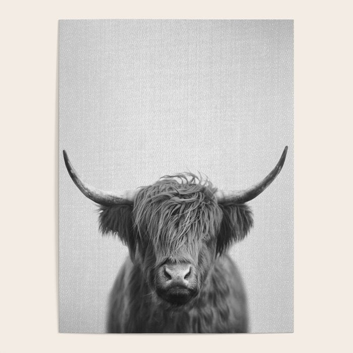 Highland Cow - Black & White Poster Gallery Image 4