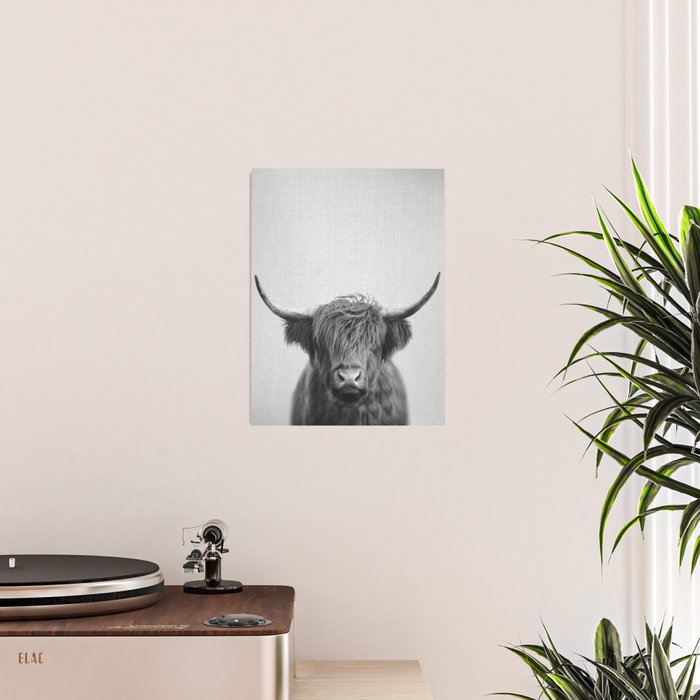 Highland Cow - Black & White Poster Gallery Image 2