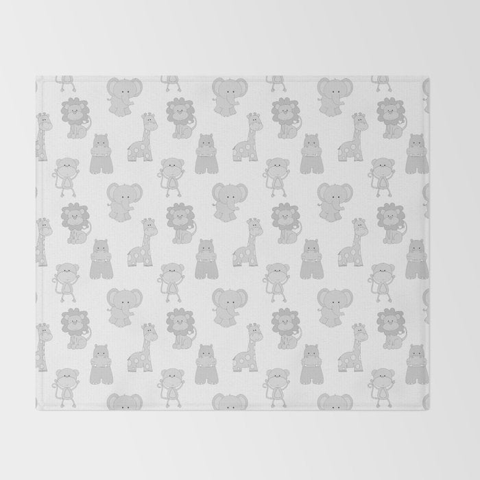 Gray Safari Animals Baby Nursery Throw Blanket Gallery Image 2