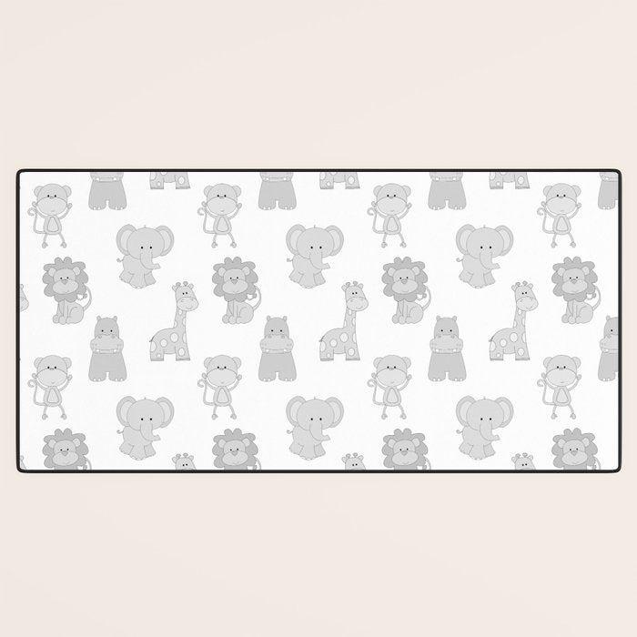 Gray Safari Animals Baby Nursery Desk Mat Gallery Image 3