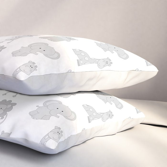Gray Safari Animals Baby Nursery Pillow Sham Gallery Image 3