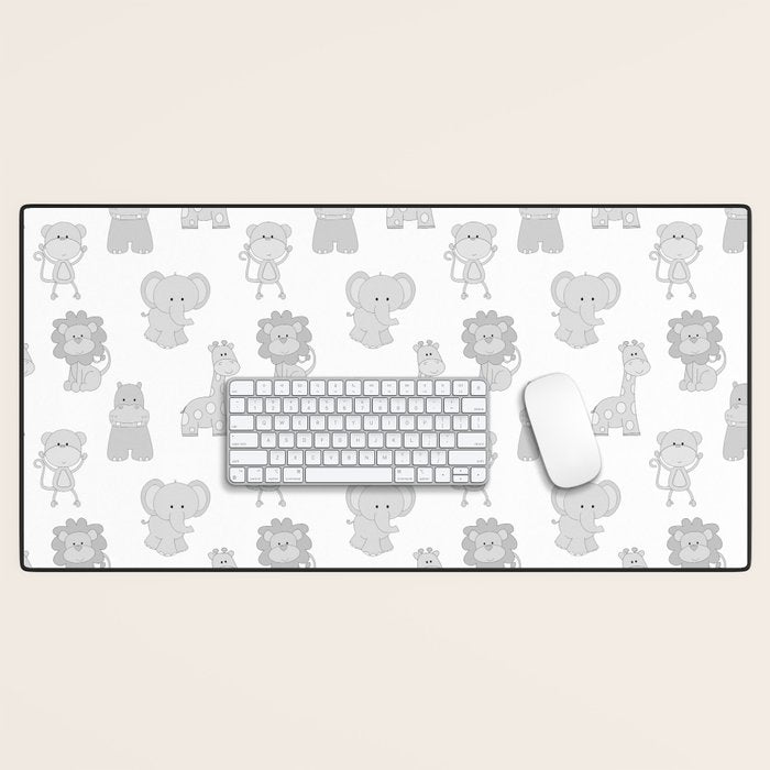 Gray Safari Animals Baby Nursery Desk Mat Gallery Image 1